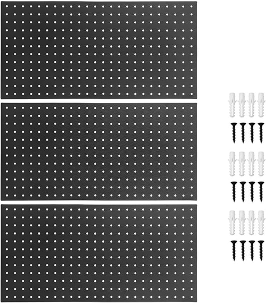 3Pcs Metal Pegboard Panels, 24x12inch Steel Black Pegboards Wall Organizer by Unknown