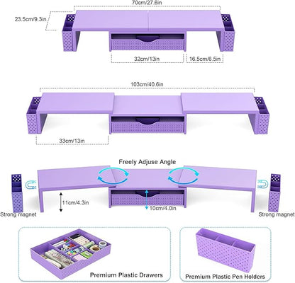 Spacrea Metal Desk Organizers and Accessories, Dual Monitor Stand Riser - Image 5