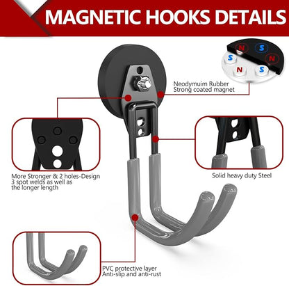 3-H Heavy Duty Magnet Garage Hooks 4 Pack, J Shape Strong Magnetic Hooks - Image 4