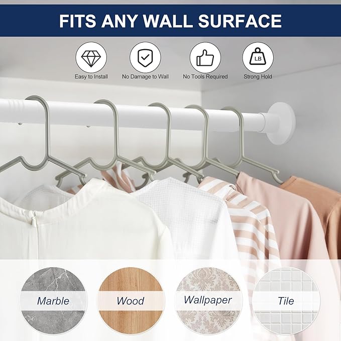 No Drilling Closet Rod, 27.5-82 Inches Hanging Closet Rod - Image 4