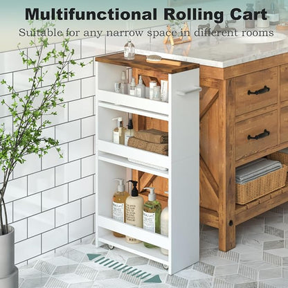 MARTY Rolling Storage Cart 4-Tier White Kitchen Cart - Image 4
