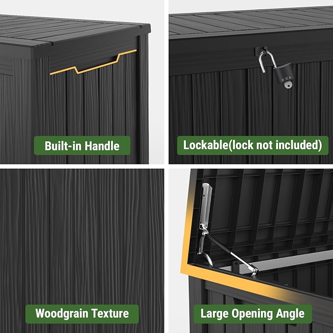 Mars Villa 150 Gallon Outdoor Storage Box, Large Resin Deck Box Waterproof - Image 6