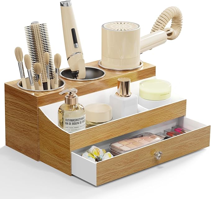 Acrylic Hair Dryer Holder with Drawer, Bathroom Organizer Countertop Drawers by GFWARE