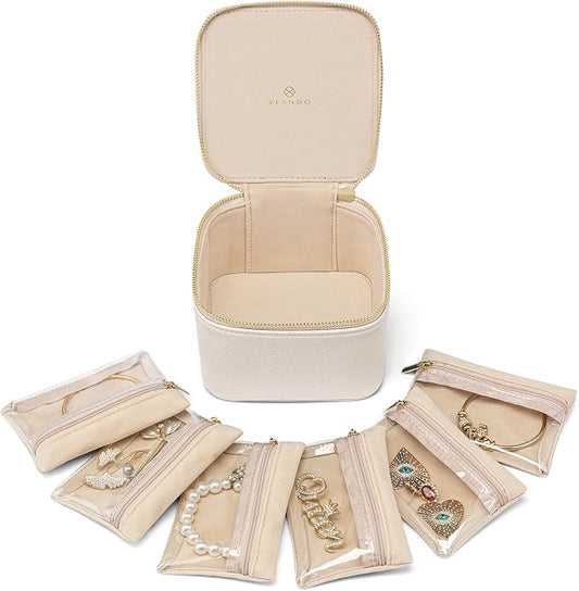 Vlando Small Jewelry Box Organizer, Travel Jewelry Storage by VLANDO