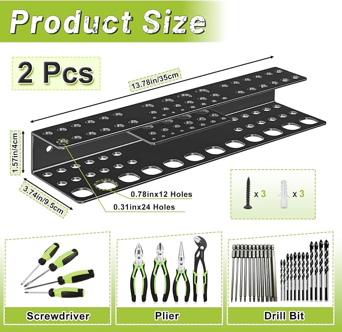 Screwdriver Holder Wall Mount, Heavy Duty Metal Utility Bit Organizer - Image 3