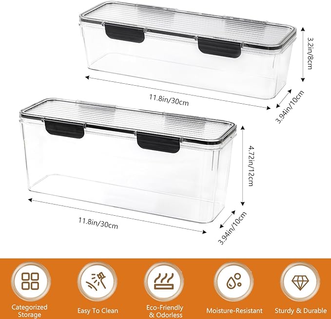 2-Pack Stackable Fridge Organizer Bins - Image 2