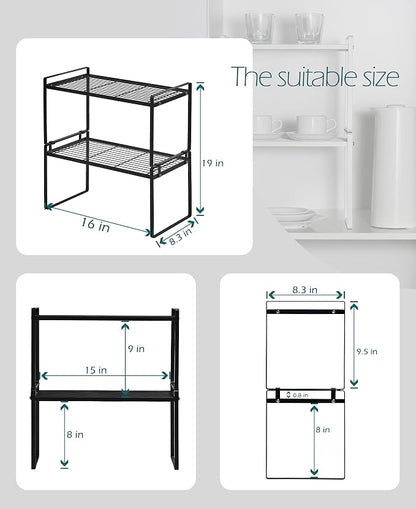 2Pack Cabinet Shelf Organizer Storage Rack Space Saving - Image 3
