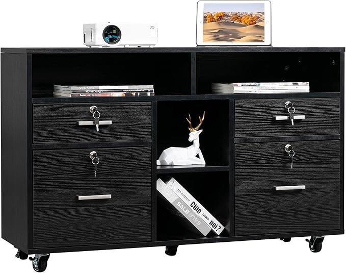 VINGLI Wood Mobile File Cabinet - Image 6
