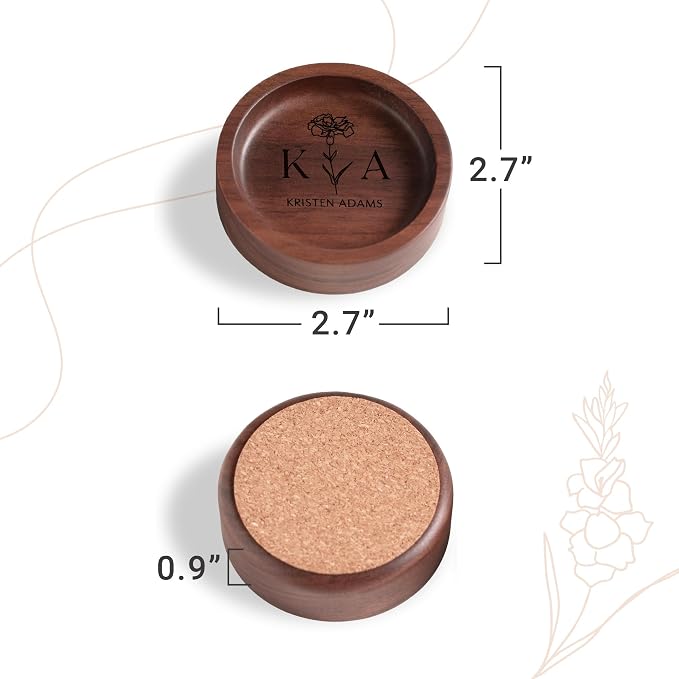 Walnut Wood Ring Holder, Engraved Jewelry Dish and Storage Tray, Unique Gift - Image 3