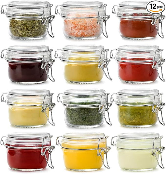 12 Pack Spice Jars, 4 oz Glass Containers by Snaiio