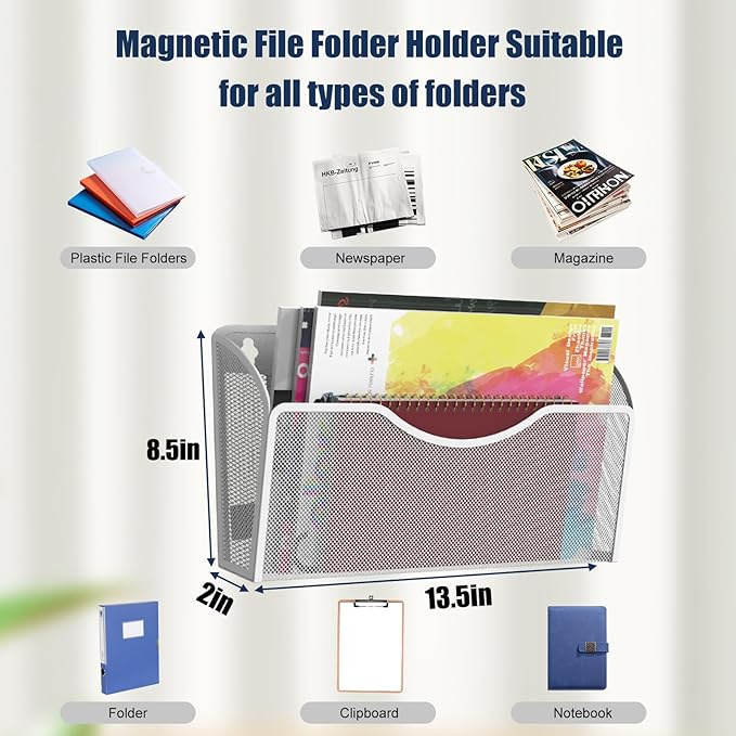 Magnetic File Holder 1 Pockets File Folder Organizer, Office Hanging Magazine - Image 3