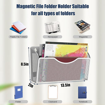 2 Pockets Magnetic File Holder for File Cabinets, Folder Holder Organizer- No - Image 3