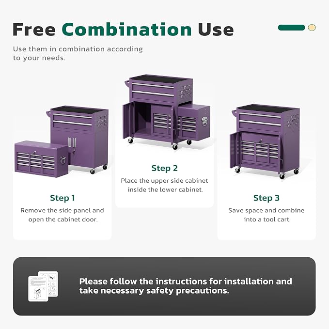 Greenvelly Tool Chest, 8-Drawer Rolling Tool Chest - Image 8