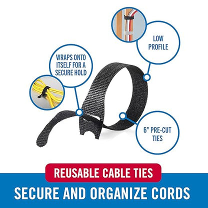 Velcro Brand Reusable Cable Ties – Mens Stocking Stuffers 2025, 100 Pack 6 Inch - Image 3