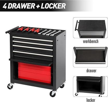 4-Drawer Rolling Tool Chest, Cabinet - Image 4