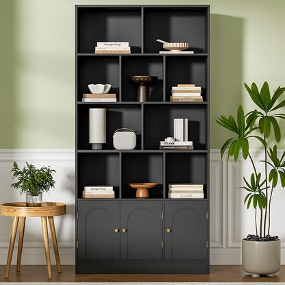 71" Tall Bookshelf with 10 Cubes and 3 Doors, 4-Tier Bookshelf, Open Shelf by Housoul
