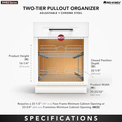 Rev-A-Shelf 2-Tier Kitchen Cabinet Pullout Shelf and Drawer Organizer Slide Out - Image 6