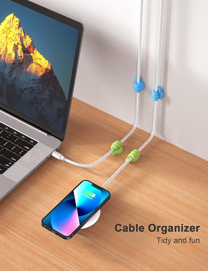 12Pcs Cable Clips, Fun Cord Holders, Silicone Thumb Wall Hooks, Cord Organizer - Image 4