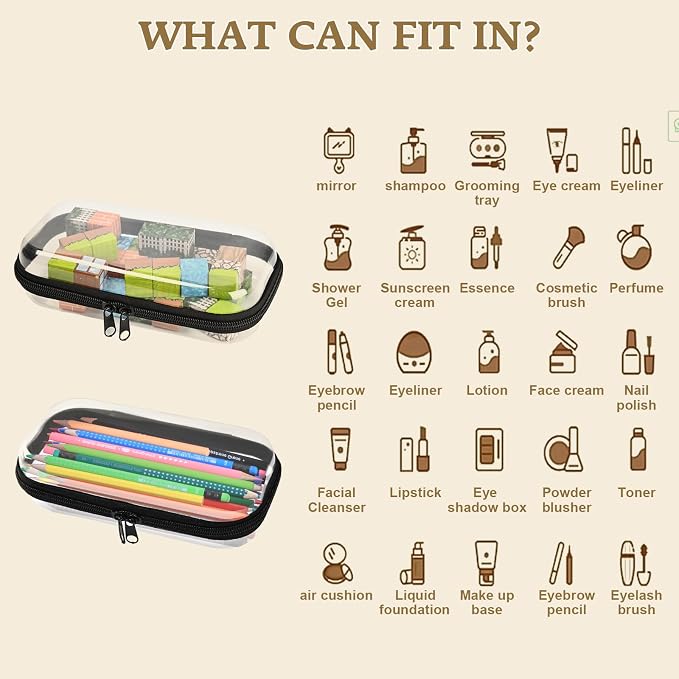 2PCS Zippered Hard Pouch Double, Portable Waterproof Cosmetic Bag - Image 5