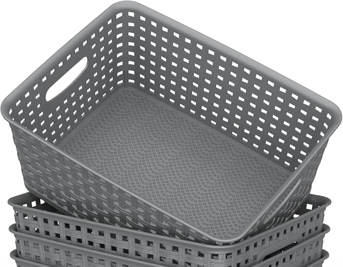 WYT 12-Pack Plastic Small Shelf Storage Weave Baskets - Image 4