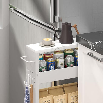 Slim Storage Cart, 4-Tier Kitchen Rolling Cart Narrow Storage Cabinet - Image 4