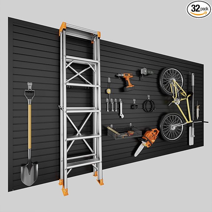 4'H x 8'W Slatwall Panel Garage Wall Organizer, Heavy Duty Interlocking Slat by GINCHAIN