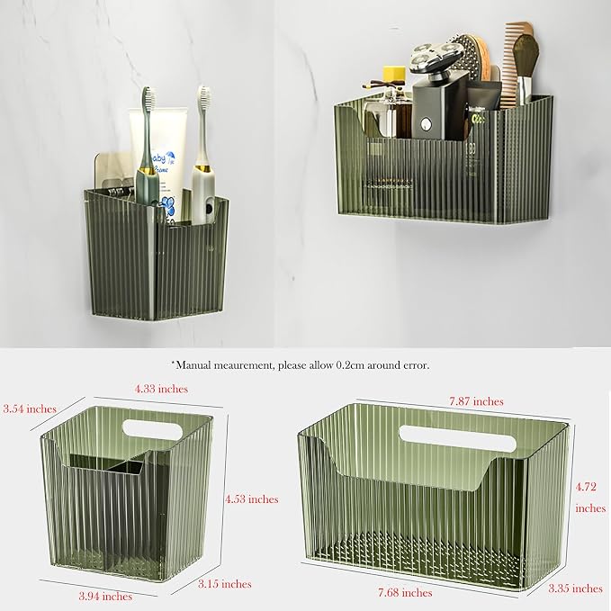 Set Of 2 Storage Organizer Bins Wall Mounted Shower Caddy, Bathroom shelves - Image 7