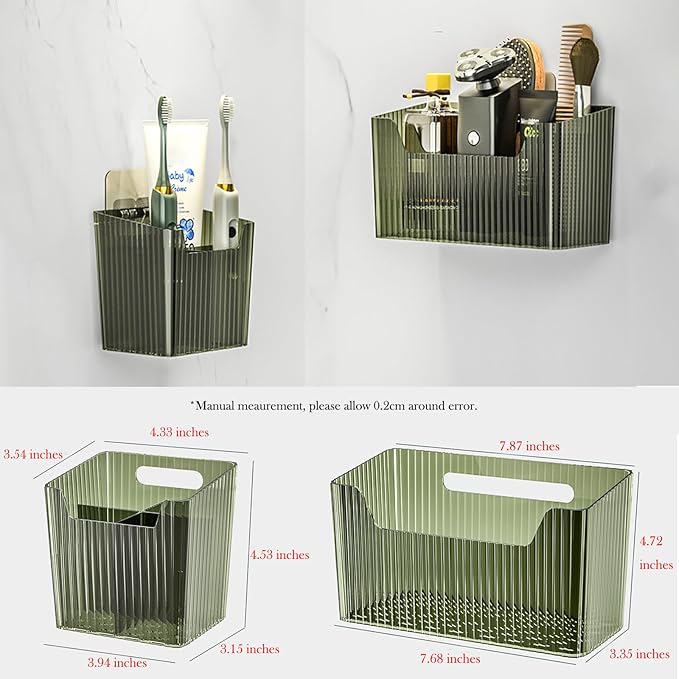 Set Of 2 Storage Organizer Bins Wall Mounted Shower Caddy, Bathroom shelves - Image 7