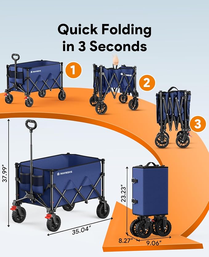 Wagon Carts Foldable, 180L Collapsible Foldable Wagon - Image 9