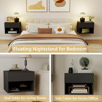 Floating Nightstand Set of 2, Modern Bedside Tables - Image 3