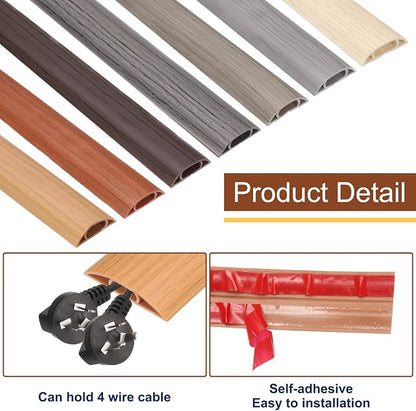 HARFINGTON 4ft Cord Cover Floor W0.6 x H0.33 Inner Channel PVC Hide Extension - Image 4