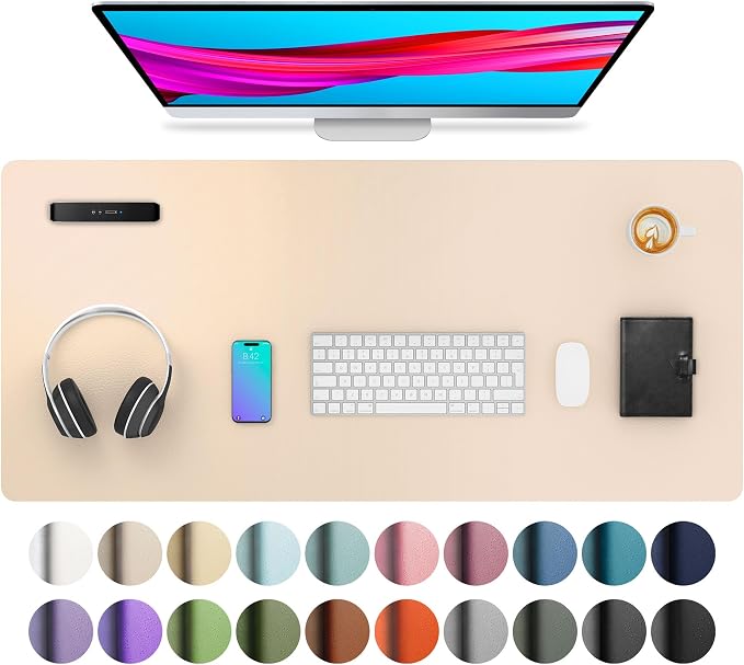 Aothia Large PU Leather Desk Pad Protector – Non-Slip Mouse Pad & Writing Mat by AothiaSimpleNaturalUnique