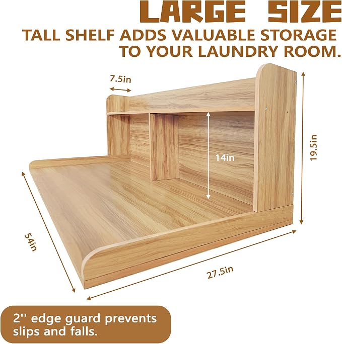 Royxen 2-Tier Washer Dryer Countertop, 19.5" H Wood Washer Dryer Topper - Image 3