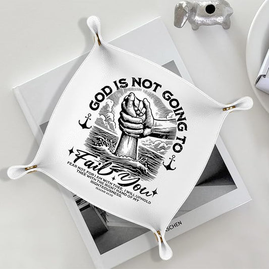 Christian Gifts Leather Jewelry Valet Tray, Religious Bible Verse Gifts PU by Unknown