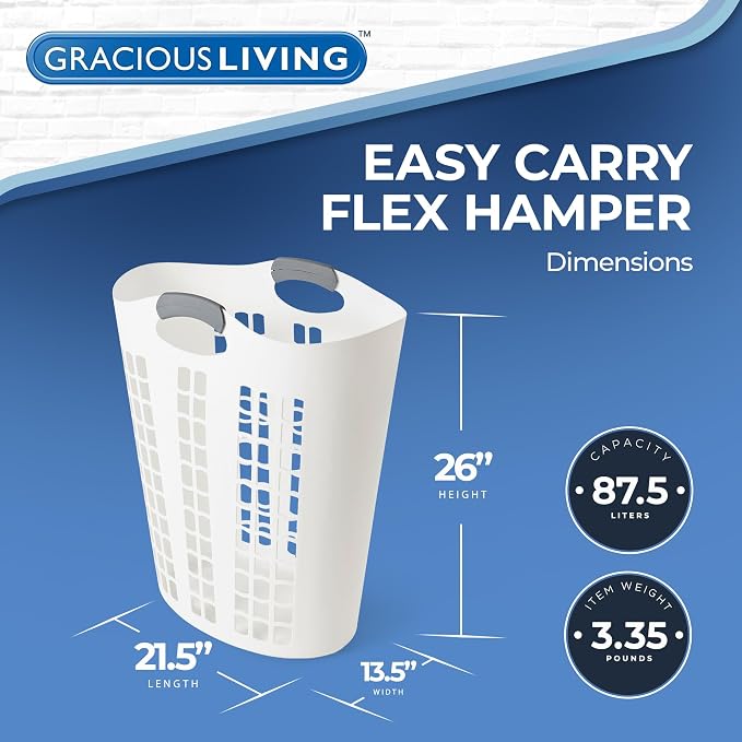 Gracious Living Laundry Basket, Easy Carry Flex Collapsible Hamper, 87.5 Liters - Image 2
