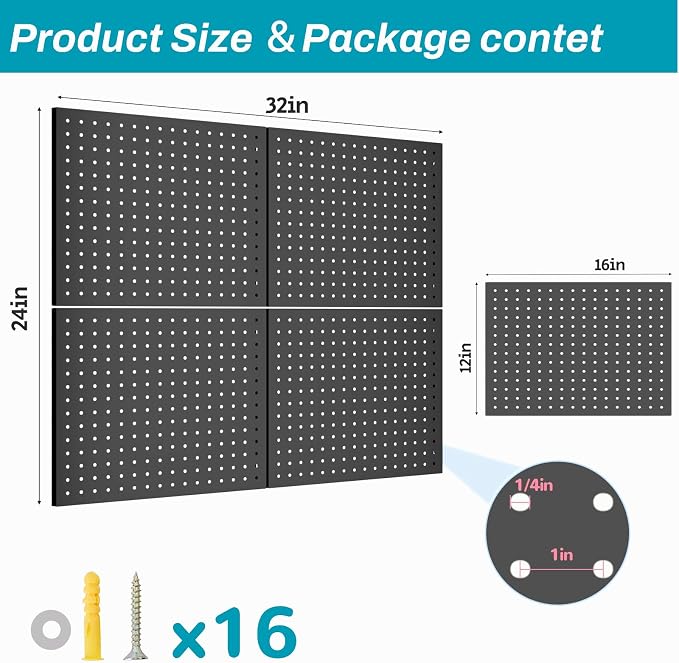 Peg Board, 4 Pack Metal Pegboard Panels - Image 3