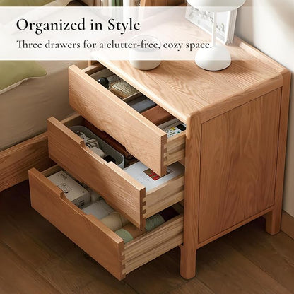Nightstand, Solid Wood Small End Table w/3 Drawers, Modern Bedside Tables - Image 6