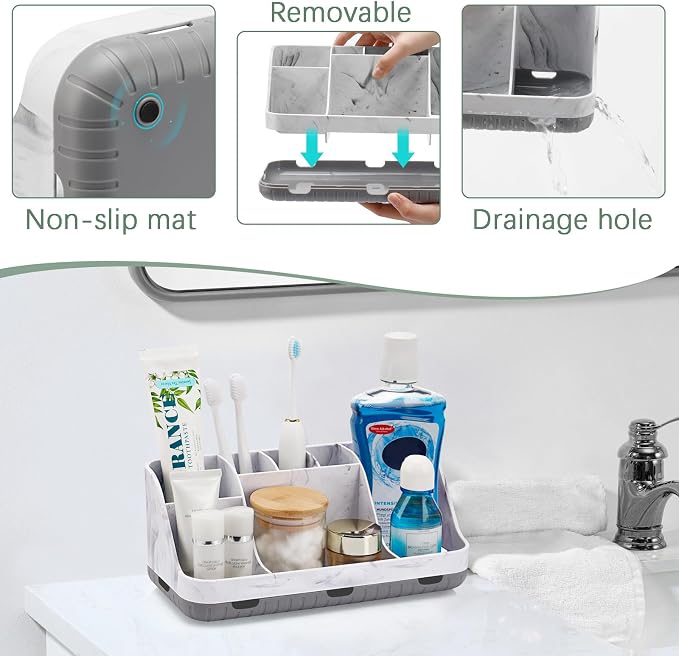 Marble Bathroom Countertop Organizer - Image 4