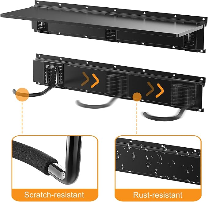 TORACK Bike Storage Rack with Shelf, 6 Bikes Hangers - Image 5
