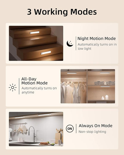 EZVALO 3-Pack Under Cabinet Lighting, 2000mAh Rechargeable Wireless Motion - Image 5