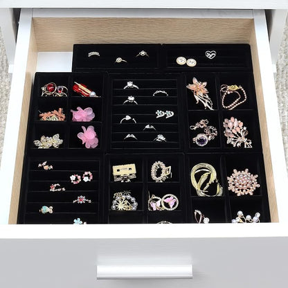 DesignSter Small Jewelry Tray-Ring Organizer 2PCS Premium Velvet Rings Earrings - Image 7