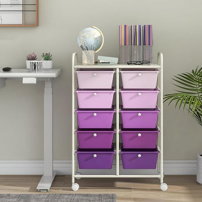 Giantex 10 Drawers Rolling Cart, Classroom Organizers, Storage Cart - Image 2