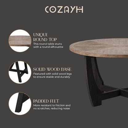 COZAYH Rustic Farmhouse Coffee Table - Image 6