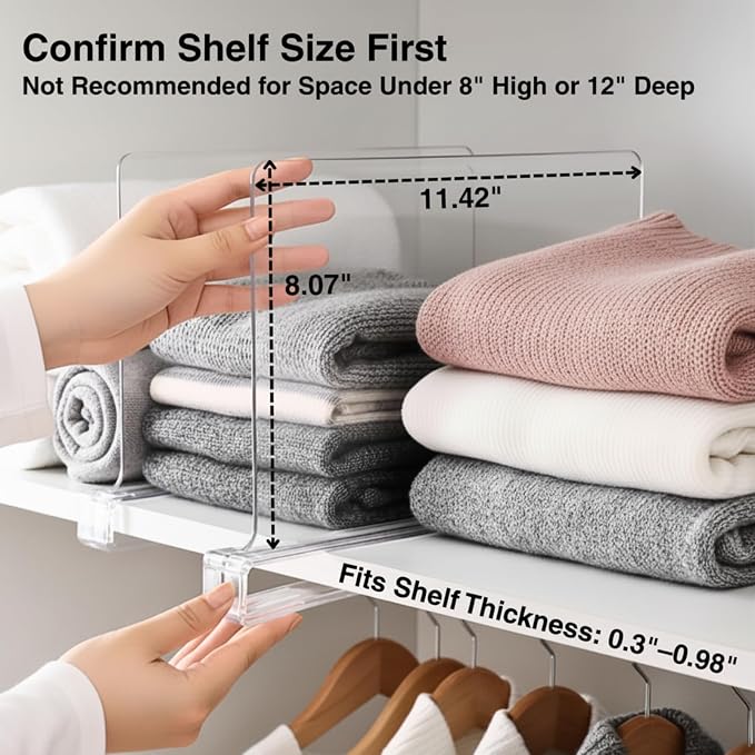 Shelf Dividers Purse Organizer for Closet: 8-Pack Acrylic Bag Storage Organizer - Image 4