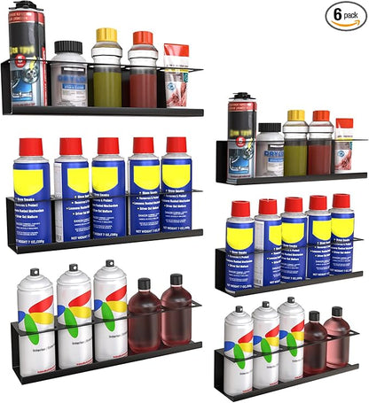 6 Pack Spray Bottle Holder Wall-Mounted, Aerosol Spray Can Holder Storage Rack by Riciakik
