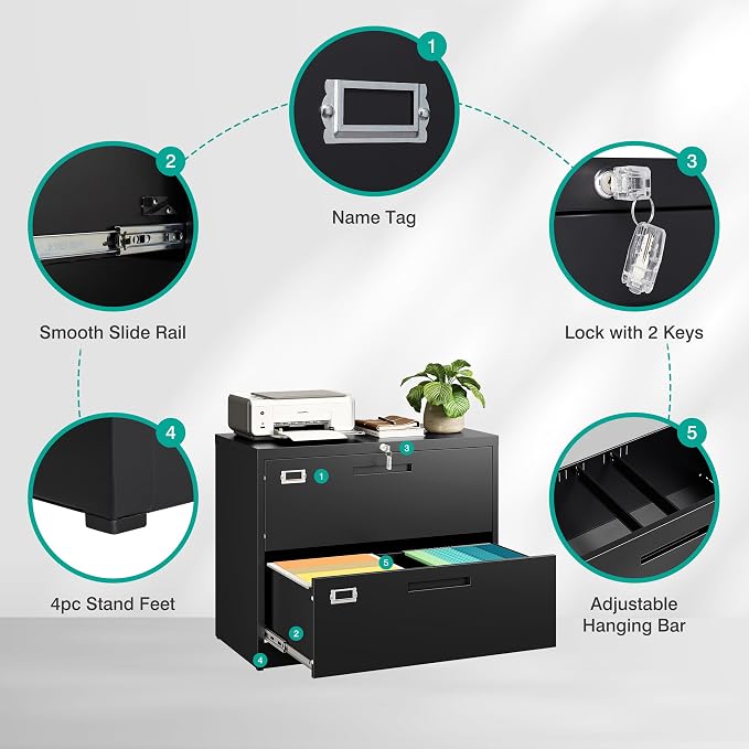 SISESOL 2 Drawer Lateral File Cabinet - Image 6