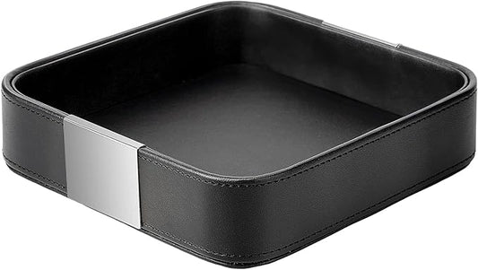 SANZIE Luxury Leather Desktop Storage Small Catchall Organizer Decorative Tray by SANZIE