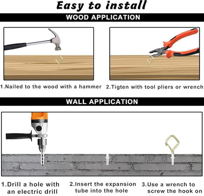 100 PCS Gold Eye Screw Hooks for Hanging Heavy Duty - Image 5