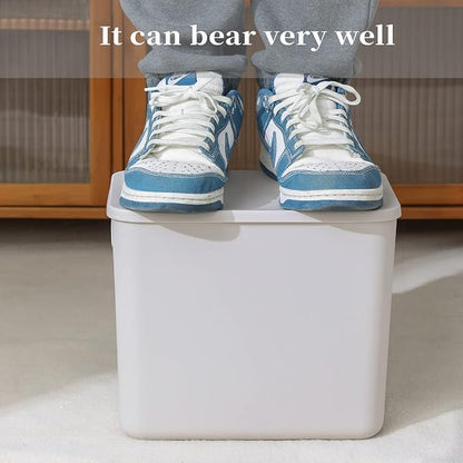 Plastic Storage Baskets With Lid Organizing Container Lidded Knit Storage - Image 4