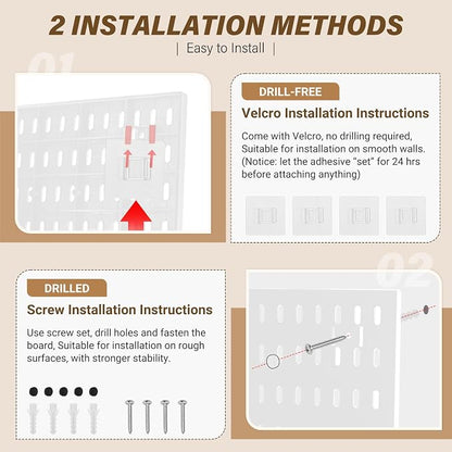 AKTOP Peg Board Wall Organizer 4-Pack – 12"x12" Plastic Pegboard Panels - Image 7